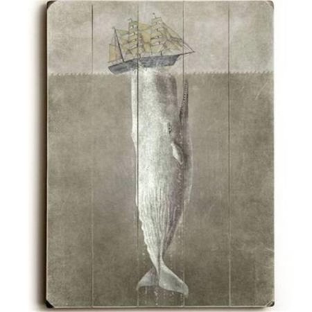 ONE BELLA CASA One Bella Casa 0402-4898-20 18 x 24 in. White Whale Planked Wood Wall Decor by Terry Fan 0402-4898-20